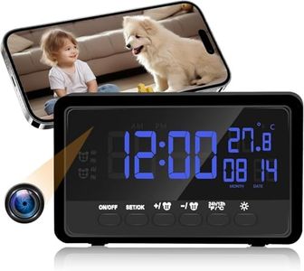 LXMIMI WiFi Cámara Reloj, 120° Mini WiFi Cámara Oculta HD 1080P Espía Cámara Oculta con Pantalla Multifunción, Ajustable 2 Despertador, Visión Nocturna, Detección de Movimiento y Grabación en Bucle