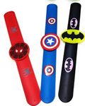 KARS Superhero Slap Bracelets Bands Avengers For Kids | Birthday Party Gifts | Return Gifts | Multicoloured | Cartoon Hand Band For Kids | (Boys) | Pack of 5