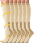 CAMBIVO Compression Socks for Men and Women 3 Pairs, 20-30 mmHg Flight Socks Stockings for Ankle/Calf Support, Running, Flying, Pregnancy & Maternity, Airplane Travel Essentials (Nude, L-XL)