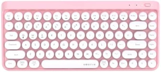 UBOTIE Portable Bluetooth Colorful Computer Keyboards, Wireless Mini Compact Retro Typewriter Flexible 84Keys Design Keyboard