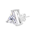 HIGHSPARK 925 Silver Men's Triangle Solitaire Earring | 92.5 Sterling Silver and Diamond like Brilliance Zirconia | Single Stud for Men | Lovely Gift - Triangle