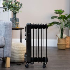 Russell Hobbs Oil Radiator, 1500W – Portable Electric Heater, Black