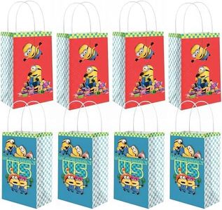 Amscan Vibrant Multicolor Despicable Me Printed Paper Kraft Bags - 8.25" x 5" (Pack of 8) - Perfect for Parties, Gifts & Goodies