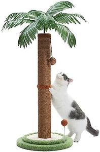 PAWZ Road Coconut Palm Cat Scratching Post, 85cm height Cat Scratcher for indoor cats with Interactive Balls Brown