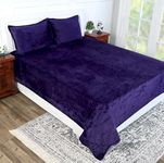 RD TREND 250 GSM Flannel Warm Bedsheets for Winter Double Flat Size (90 x 100 Inches) with 2 Pillow Cover Size (18x28 Inches) Color-Purple