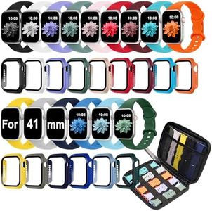 15 Pack Band Case Compatible with Apple Watch Bands 40mm 41mm 42mm 44mm 45mm 46mm Women Men, Watch Screen Protector Case&Organizer- (Compatible with Apple Watch 41MM Series 9/8/7)