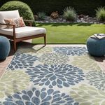 Beverly Rug Outdoor Rug 5x7 Modern Exotic Tropical Leaf Area Rugs for Indoor and Outdoor Patio Deck Porch Garden Water Resistant Washable Outside Carpet (5 x 7 Olive)