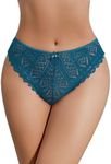 Avidlove Cheeky Thong Panties for Women Floral Lace Underwear Christmas Lingerie Peacock Blue