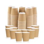 Chef Royale 100 x 12oz Disposable Coffee Cups - Takeaway Paper Cups for Hot & Cold Drinks - Kraft Triple Walled Disposable Paper Ripple Cups -Reusable Takeaway Coffee Cups (Without Lids)