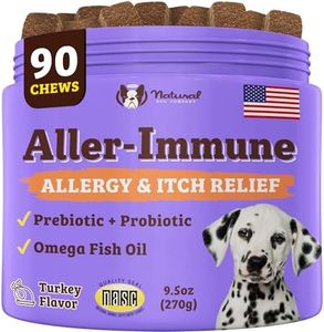 Natural Dog Company Aller-Immune Chews (90 Pieces), Turkey Flavor, Canine-Specific Probiotics, Allergy Immune Supplement for Dogs, Boosts Immune System, Antioxidant, Itch Relief for Dogs