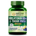 Vlado's Himalayan Organics Melatonin 10Mg Sleep Tablets- Sleeping Pills with with 250mg Tagar & Vitamin B6 for Deep Sleep Restful Nights, and Effective Sleep Dose | for Women & Men | Non-Habit Forming, Restful Sleep - 120 Tablets