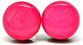 Stud Earrings, Hot Pink, 10 mm, Round Studs for Women Men Girls Handmade, Stainless Steel Posts for Sensitive Ears, Color Dot