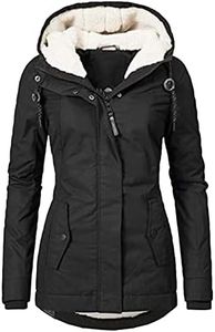 Women Winter Parka Coat Lady Sherpa Lined Cotton Jacket zippered Heavy Parka Coat With Hood (X-Large,Black)