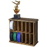 MyGift 12 Compartment Rustic Burnt Solid Wood Wall Mounted Dual Display Martial Arts Belt Holder with Top Trophy Storage Shelf in Horizontal or Vertical Mount
