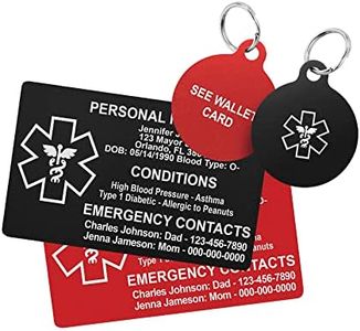 Custom Medical ID Card for Wallet, Aluminum Free Engraving Emergency Contact Card, Personalized Metal Awareness Alert ICE Card for Medic Conditions, Allergies & Identification