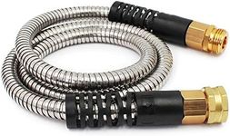 Cesun Metal Garden, Short Connector, Water Lead-in Hose Extension, Extremely Flexible, for Hose Reel/RV/Dehumidifier, Lightweight/Durable/Drinking Water Safe SS Female to Male, 5FT