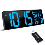 XREXS Large Digital Wall Clock with Remote Control, 16.5 Inch LED Large Display Count Up & Down Timer, Adjustable Brightness Alarm Clock with Day/Date/Temperature for Home, Gym, Office and Classroom