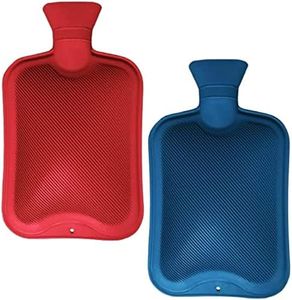 Hot Water Bottles Natural Rubber-Pack of 2 one Litre (1L) Large Hot Water Bottle | Hot Water Bag for Pain Relief | Secure & Leakproof (1 Litre, 2 Pack)