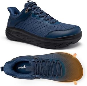 Men's Orthopedic Diabetic Extra Wide Easy On/Off Walking Shoes: Comfort Arch Support Plantar Fasciitis Heel Spur, Breathable Achilles Tendonitis Hiking Sneakers Dark Blue Size 9.5