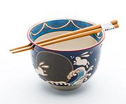 Happy Sales HSRB-RBMN, Japanese Ramen Udon Noodle Bowl with Chopsticks Gift Set, Rabbit