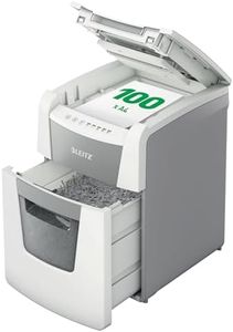 Leitz IQ Autofeed Small Office Cross Cut Paper Shredder P4, Automatic, 100 sheet, 34 Litre Bin Capacity, White, 80110000