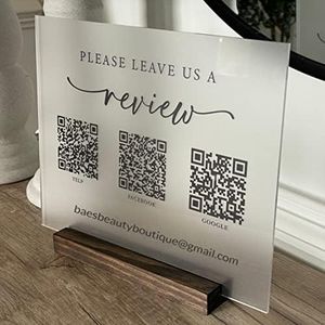 3D Multi Qr Code Sign Custom Acrylic Social Media Labels Storage Wifi Holder Personalized Cash App Venmo Instagram Facebook Business Scan to Pay Payment Menu Beauty Store Table Decor