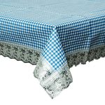 Kuber Industries Small Check Print Dining Table Cover 6 Seater|Exclusive Table Cloth|Table Sheet for dining, Party, Events|Waterproof Table Protector|Indoor and Outdoor Use 90x60 (Blue)