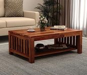 Natraj Art and Craft Solid Sheesham Wood Wooden Centre Table Coffee Table Center Table Teapoy for Living Room Wooden Home Furniture (Solid Sheeshm Wood, 91×61×35 CM) (Natural)