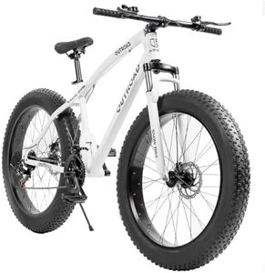 Max4out 26 inch Fat Tire Mountain Bike, 21 Speed with Dual Front Suspension, Double Disc Brake and High Carbon Steel Frame Anti-Slip Bicycle, Mens and Womens(White)