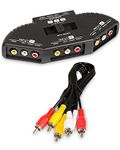 Fosmon RCA Switch, 3-Way Composite Audio/Video Selector Box with 3 RCA Cables