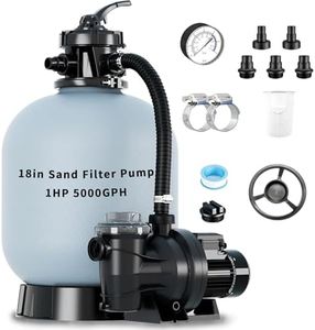 2026 Upgraded Sand Filter Pump for Above Ground Pool with Timer, 6-Way Valve Pool Pumps Above Ground, Pool Sand Filter with Enhanced Circulation System, 18in, 1HP 5000GPH for Pools Up to 20000GAL