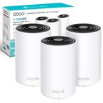 TP-Link Deco XE75 AXE5400 Whole Home Mesh Wi-Fi 6E System, Tri-Band, Gigabit Ports, AI-Driven Mesh, cover up to 7,200 ft2, Connect up to 200 devices,1.7 GHz Quad-Core CPU, HomeShield, Pack of 3