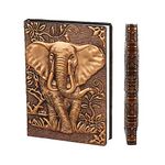 YHH Small Vintage Leather Notebook A6, Hardcover Journal Diary Pocket Size Lined-Blank Page Embossed Notepad Writing Anniversary Valentines Birthday Gift for Men Women Kid Boys Girls Mum 3D Elephant