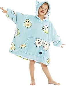 THREE POODLE Wearable Blanket Hoodie for Kids, Oversized Sherpa Sweatshirt Blanket with Giant Hood, Warm Cozy Hooded Blanket, Cute Gifts for Kids Girls Boys