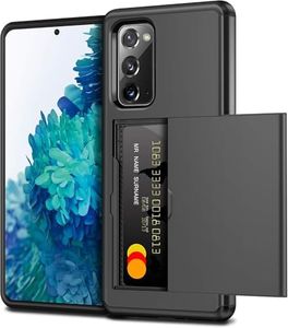 for Galaxy S20 FE Case with Credit Card Holder, Areaphmet Wallet Case Slide Cover Dual Layer Hard PC Rubber Cover Phone Case for Samsung Galaxy S20 FE 5G 6.5'' 2020 Black