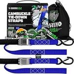 Rhino USA Motorcycle Tie Down Straps (2 Pack) Lab Tested 3,328lb Break Strength, Steel Cambuckle Tiedown Set with Integrated Soft Loops - Better Than a Ratchet Strap