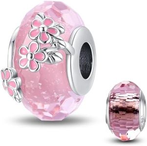 HappyStar colgante de plata 925 abalorios para pulseras,Colgante Abalorios Charms Bead compatible con Pandora y europeos pulseras y collares （Con perlas de aislamiento）