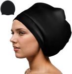 FayrVind Extra Large Swimming Cap for Long Hair, Silicone Adult Swim Cap Designed for Dreadlocks, Weaves, Hair Extensions, Braids, Curls & Afros- Swimming Hat Women & Men