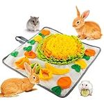 20" × 20" Rabbit Foraging Mat with Fixing Handle- Machine Washable Polar Fleece Pet Snuffle Pad Funny Interactive Nosework Feeding Mat Treat Dispenser for Rabbits Bunny Guinea Pigs Ferrets Chinchillas