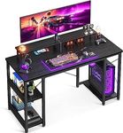 ODK Computer Desk with Shelves, 120 x 50 cm Gaming Desk with Storage, Home Office Desk, Modern Simple Style PC Desk, Stable Workstation, Black