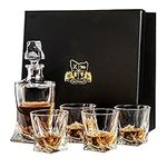 Van Daemon Whisky Decanter (750ml) and Set of 4 Whiskey Glasses (300ml).Ultra Clarity Glass ‘Tasman Twist' for Spirits, Bourbon or Scotch. Perfectly Gift Boxed.