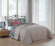 Avondale Manor 5 Piece Quilt Set, Pink/Green, King