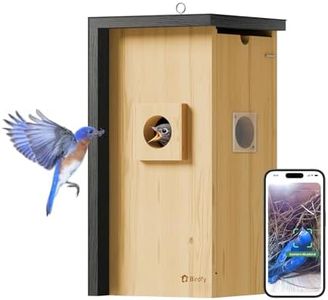 Birdfy Bird House with Camera Inside with Iron Guard, AI Identify & Nest Story, 1080P HD & Night Vision for Bluebird Finch Swallow Wren Chickadee Nesting Watching, Auto Detect & Notify