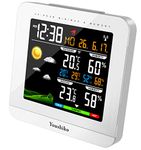 Youshiko Wireless Colour Weather Station (Premium Quality/HD Display) Radio Controlled Clock (UK 2024 Version) Indoor Outdoor Temp Humidity Max Min with 24 Hour Auto Reset