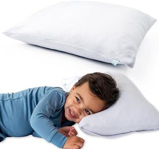 DREAMLAND BABY Toddler Pillow (1-Pack): Includes 100% Cotton Pillow + White Viscose Cover (97% Viscose, 3% Spandex) - Small Size for Kids and Travel