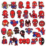 EGEKTBH 30Pcs Superhero Shoe Charms, The Avengers/Spider ManShoe Decoration Accessories for Shoe Clog Sandals Bracelets for Child and Adults Birthday Party Favor Gifts (Spider Man)