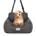 Dog Car Seat with Mat, Muswanna Puppy Booster Seat Detachable Non-Slip Dog Travel Car Carrier Bed with Storage Pocket&Clip-on Safety Leash for Small and Medium Pets,Compatible with all Cars/SUVs(Grey)