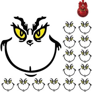 15 Pcs Christmas Decorations Stickers for Ornaments, Christmas Vinyl Stickers, Christmas Decoration Decals, DIY Face Stickers for Christmas Balls, Waterproof Sticker for Home Project, Party - 2*2 in