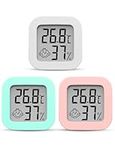 3 Packs Room Thermometer Small Digital Hygrometer Indoor LCD Temperature and Humidity Meter Monitor for Home, Office, Bedroom, Baby Room, Warehouse, Cellar, Car (colour)