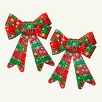 Special You Pack of 2 Christmas Decorations Items Glitter Ribbon Bow in Green and Red Color (18 * 14 CM) Bow Tie Sparkly Bowknot for Christmas Tree Topper Decoration Items